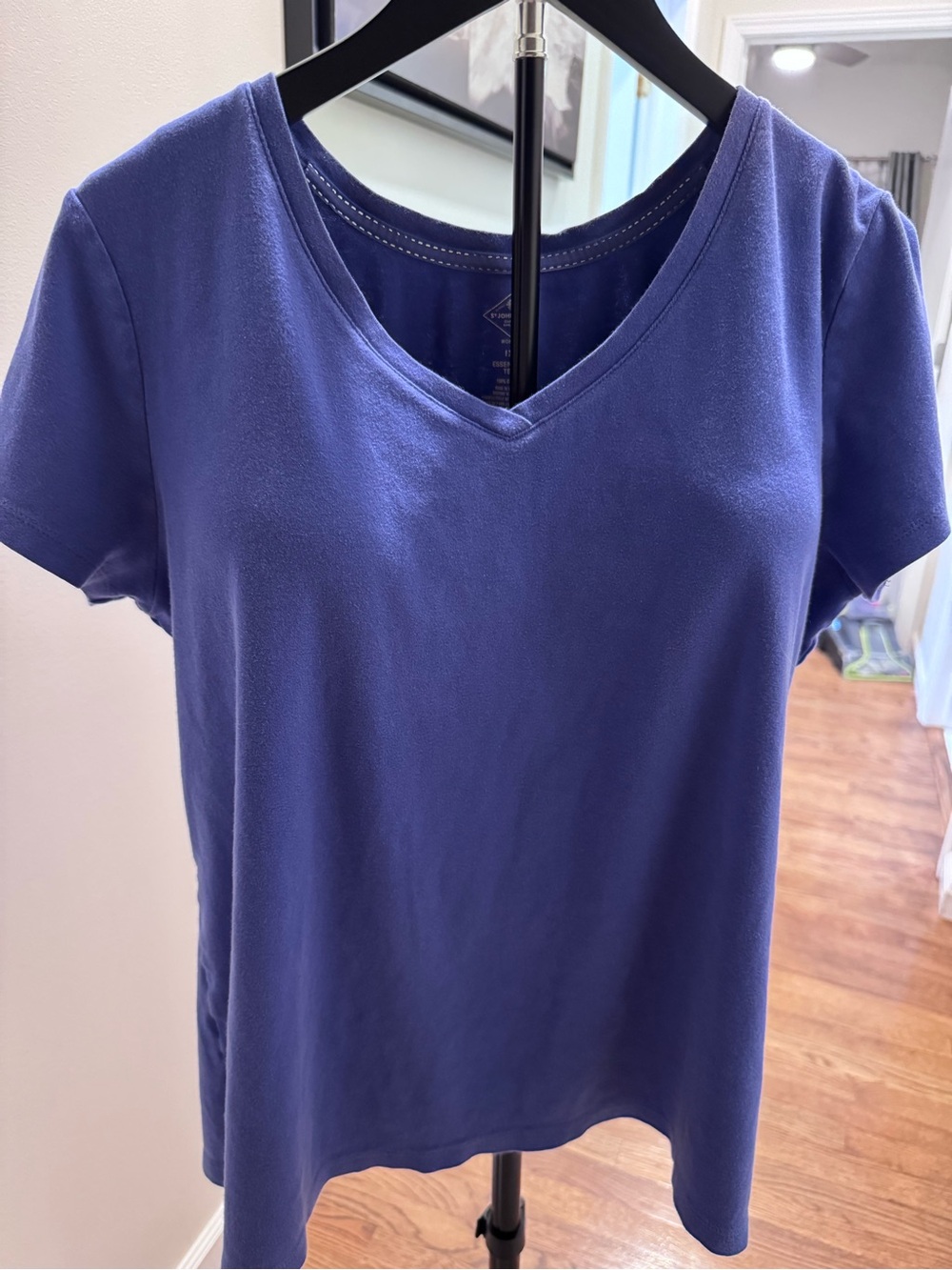St. John's Bay Women's V-Neck Short Sleeve Top - Blue Violet
